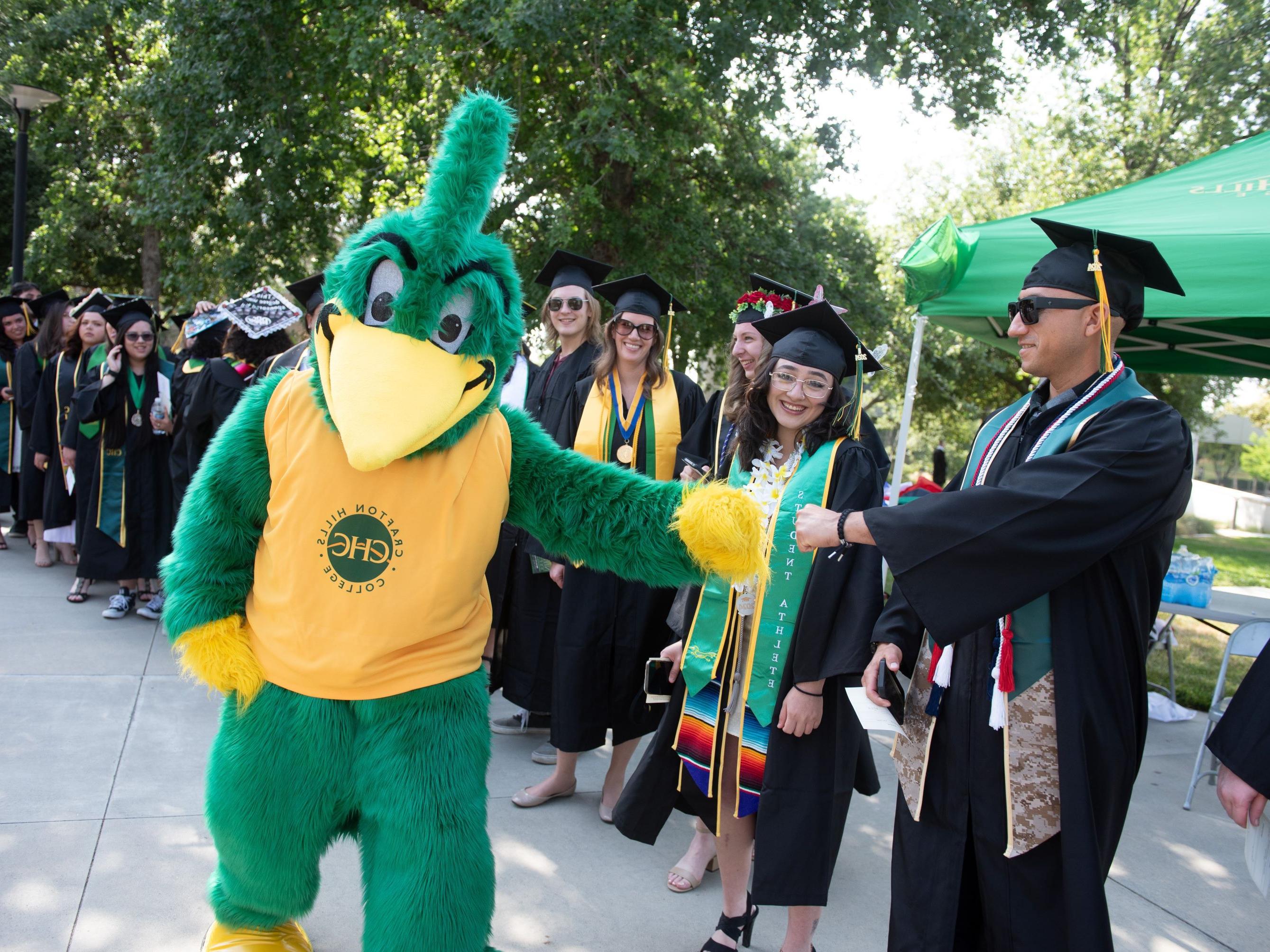 CHC Graduates with mascot Ryker